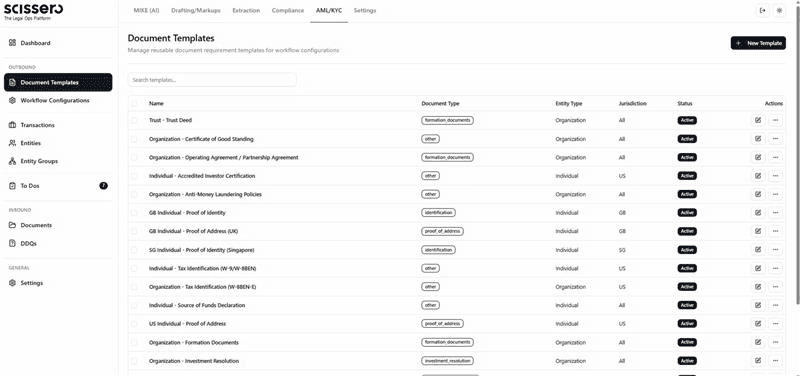 AML/KYC product screenshot